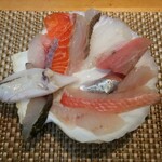 磯料理 光力 - 限定５食海鮮丼の20数種のネタの一部(H28.2.9撮影)