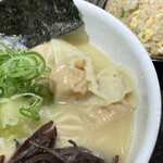 Menya Fukuichi - 味玉鶏白湯ラーメン 塩 1,050円＋ミックスワンタン 300円