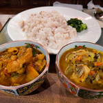 sugar&spice Raco - 南瓜とチキンのトマトカレー&アンコウと大根と白菜のカレー