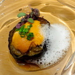 ル・タン・ペルデュ - 茄子のコンフィと雲丹シャンパンビネガーソース