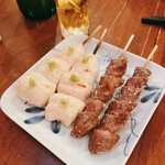 川越屋 - 串五本コース900円×2    ささみわさびと砂肝