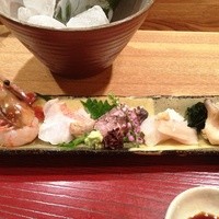 三徳六味 - お造り（海老・キンキ・蝦蛄・烏賊・北寄）