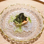 蓬左茶寮 - 天然虎河豚あん肝にオセトラキャビア乗せ