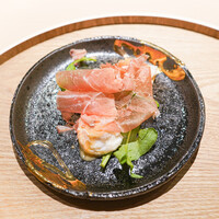 蓬左茶寮 - 河豚の白子にスペイン産ハモンセラーノ、ルッコラ