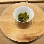Le Musee IDEA - 甘海老と寒ちぢみほうれん草と豆苗の温かいサラダ