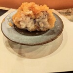 秋田 てんぷら みかわ - 鱈白子に塩とスダチ搾り