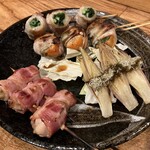 串焼き あだん - 牡蠣,ニラチーズ,柿,茗荷