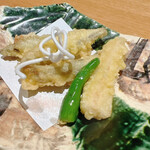 海山邸 - 公魚と新筍の天ぷら♪