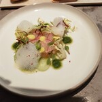 French Restaurant ensia - 天然鯛と甘海老のタルタル仕立て