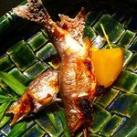 くろぎ - 琵琶湖稚鮎の塩焼き　蓼酢2013.6