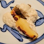 菅井 - 【焼き物】 鹿児島の新筍﻿ 蕗の薹と鱈の白子掛け﻿ ﻿ 