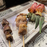 Yakitori Benkei - ハツ、四身？オクラ、チーズ巻