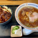 江川食堂 - 3番セット(ラーメン、ミニソースかつ丼)