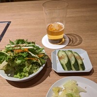 力飯店 - サラダ、ぬか漬け