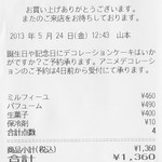 パティシエ・ヒロ ヤマモト - レシートによると、アニメデコレーションもやっているみたいです