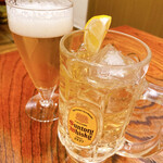 Toushouen - 一杯目のハイボールとグラスビール