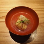 とり茶太郎 - 蕾菜と比内地鶏の胸肉の揚げ出汁
