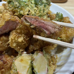 天丼 天たま家 - 肝レバーは半生で苦味があり大人な味