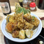 Tendon Tentamaya - 旬天丼¥1200（お好みはホシエイの肝レバー、野菜多め）