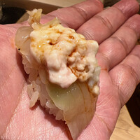 すし岩瀬 - カワハギの肝乗せ