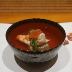 日本料理 幸庵 - 車海老炙りと蕗の薹豆腐の椀物