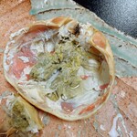 海の宿 山根屋 - 茹で蟹ミソ　少し残して雑炊に入れるのが通の食べ方！