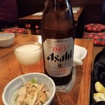 横浜すきずき - 瓶ビール、お通し