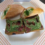 パンとエスプレッソと - 抹茶ミルクフランスとつぶあんパン（断面）