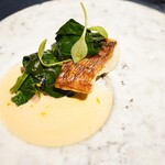 レストラン ローブ - 甘鯛、生ハム、ほうれん草にベルモットソース