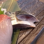 立呑み 魚椿 - 2013.06 刺身の３点盛り、〆サバ。