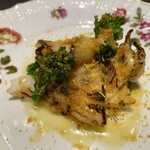 三和 - ヤリイカと菜の花の炭火焼き カラスミ和え