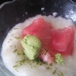 まぐろレストラン - まぐろ春巻き定食のまぐろ山かけ(201306)