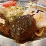 tearoom タニ - ハンバーグ＋魚フライ