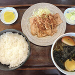 蕎麦処 日本橋 - 生姜焼セット(「温そば」を選択)