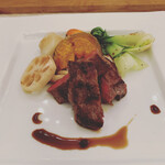 ペンションスノーランド - 料理写真:但馬玄のステーキ、焼き野菜添え