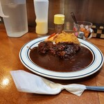 カレーの南海 - エビフライカレー大辛の辛め+メンチカツ　1000円+330円