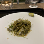 齋華 - 鮑麺　下に肝ソース