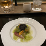 齋華 - 本鮪　雲丹のカルパッチョ　キャビア　山椒のソース　アクセントに生くらげ