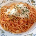 エノテーカ  イプリミ ギンザ - 鶏と豆のトマトソース スパゲッティ