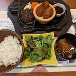 Sumiyaki Hambagu Kazu - 炭火焼きミニハンバーグとカキフライ¥1200-