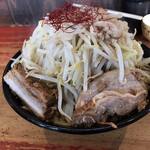 ラーメン二郎 - 大ラーメン汁なし　にんにく・野菜・脂。