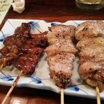 やきとり健歩゛ - ハツ、もも。