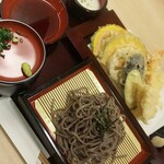 Tempura Sakura - 天そばセット1200円+とろろ150円。