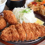 満天食堂 - 料理写真:【季節限定】牡蠣フライ＆とんかつ合盛り定食