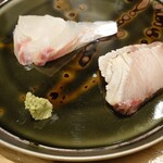 鮨 たけもと - 鯛と縞鯵の炙り