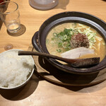 長野土鍋ラーメン たけさん - 土鍋味噌豚骨とライス