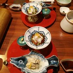 Kaisen Yaki Uni Shabu Yoshichou - カキ酒煮、鮟肝と河豚焼霜、雲丹佃煮