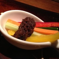 喜瀬 - 肉味噌で野菜の付出しを