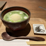 入口屋 - 抹茶白玉ぜんざいアイスのせ(バニラ)