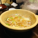 比良山荘 - ◎天然なめことせりを入れて行く。